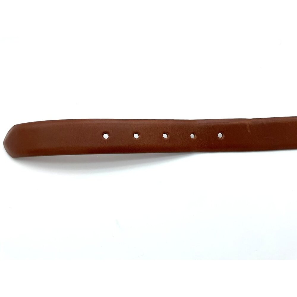 J.Crew Brown Genuine Italian Leather Silvertone Buckle Belt Size 34 - Picture 3 of 5